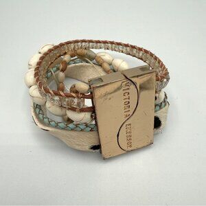Victoria Emerson Multistrand Beachy Cowprint Shell Wrap Bracelet